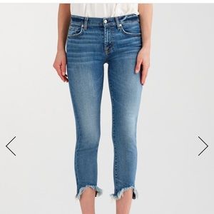 7 For All Mankind High Waist Ankle destroy hem